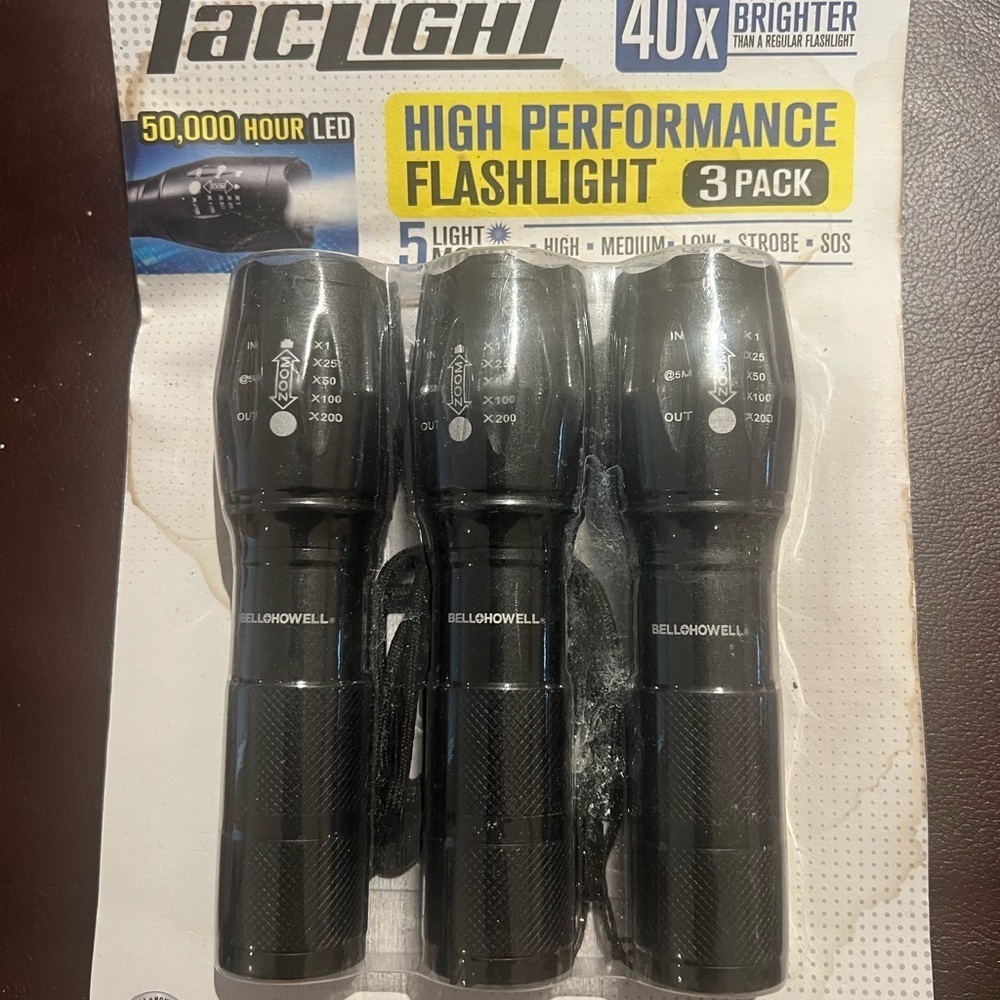 TACLIGHT Black High Performance Flashlight 3 Pack